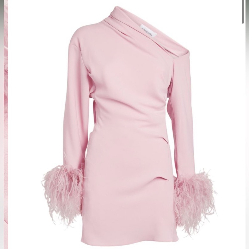 16ARLINGTON Feather-Trim Adelaide Mini Dress
